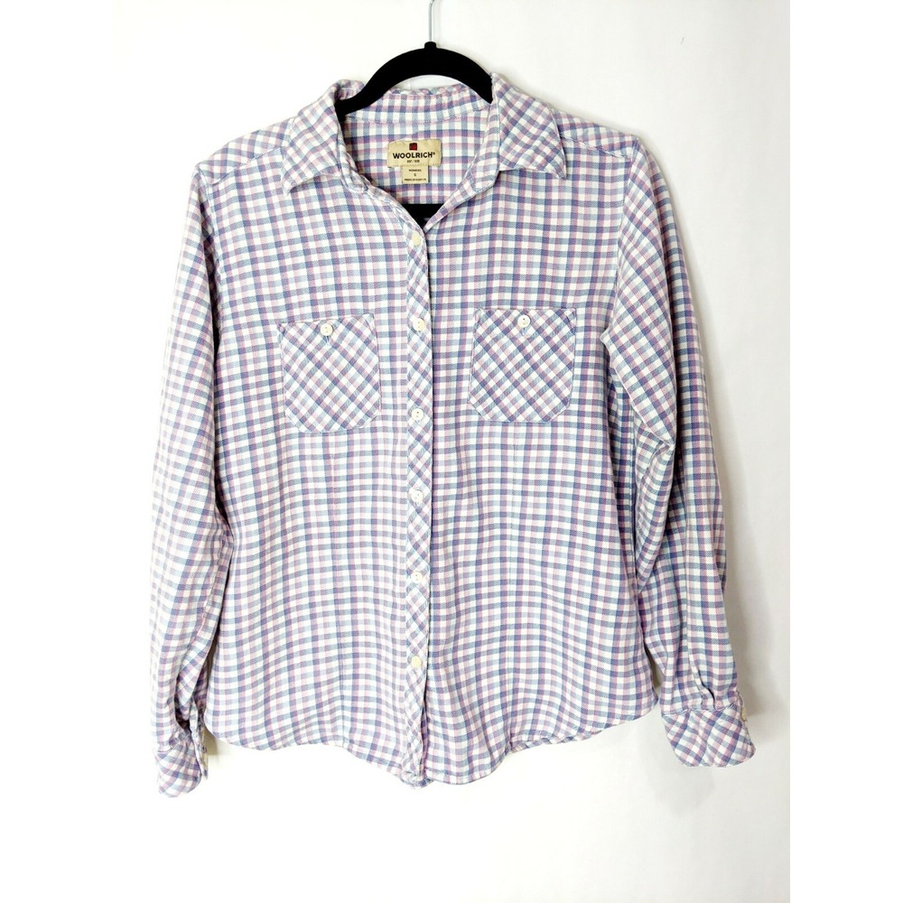 Woolrich Womens Button Up Shirt Plaid Long Sleeve Flannel Pockets Cotton Small